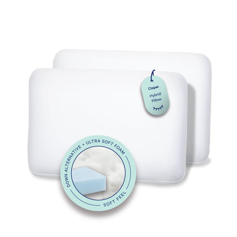Casper Sleep Standard Hybrid Pillow Two Pack White 2 Count