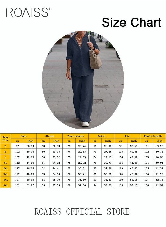 Ladies Comfortable Cotton Linen 2 Piece Suit for Daily Commute - Shirt and Wide Leg Pants Set with Simple Loose Fit Design for Leisure - pzsku/Z710BAD8B80FBB921CEB8Z/45/_/1691377320/38f87f93-00e9-4a13-9cac-6544e69fb238