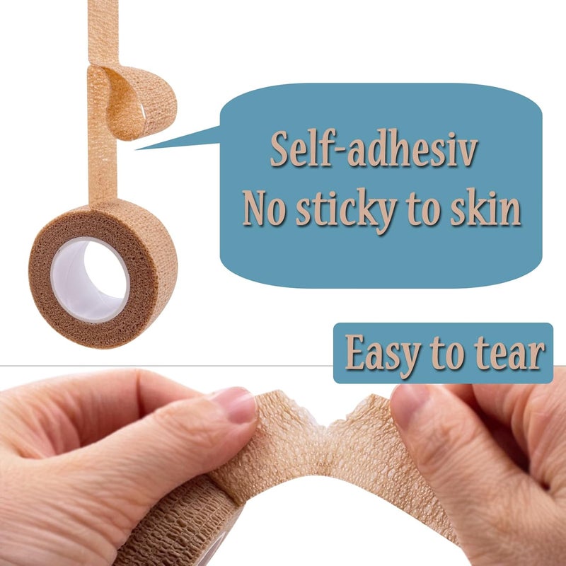 HerMia 12 Rolls Self Adhesive Bandage Wrap 1 Inch Self Adherent Wrap Self Stick Bandages Wrap Stretch Bandage for Wrist Ankle Swelling Sprains - Image 4