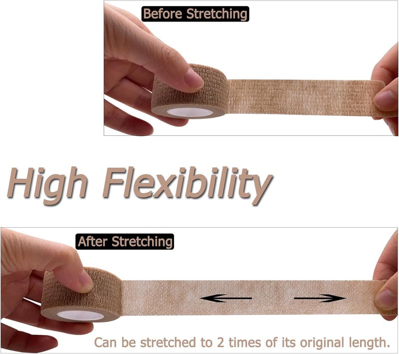 HerMia 12 Rolls Self Adhesive Bandage Wrap 1 Inch Self Adherent Wrap Self Stick Bandages Wrap Stretch Bandage for Wrist Ankle Swelling Sprains - Image 3