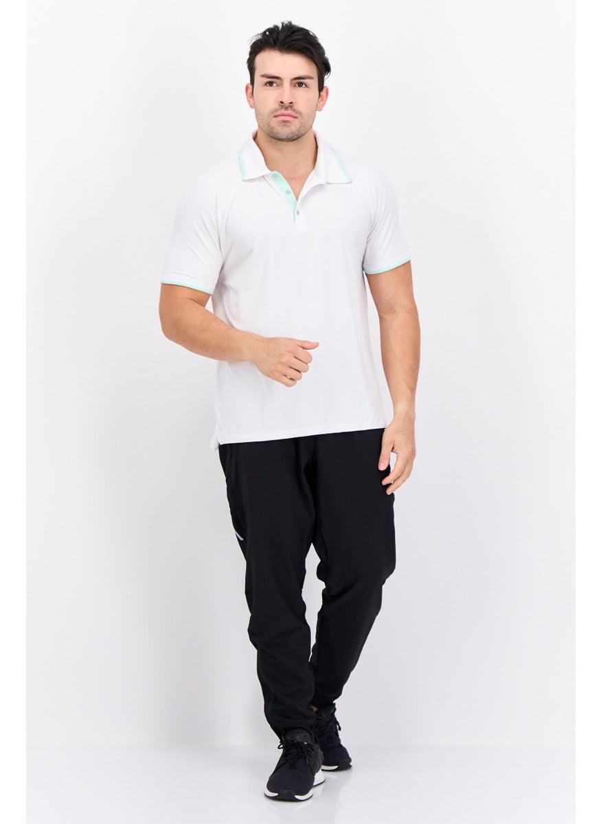 MOTION - Men Sportswear Fit Short Sleeve Outdoor Polo Shirt, White - Image 1