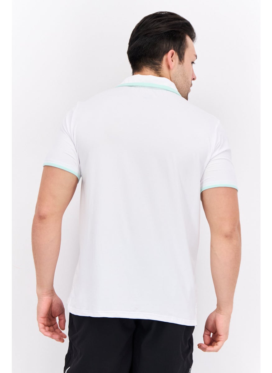 MOTION - Men Sportswear Fit Short Sleeve Outdoor Polo Shirt, White - Image 1