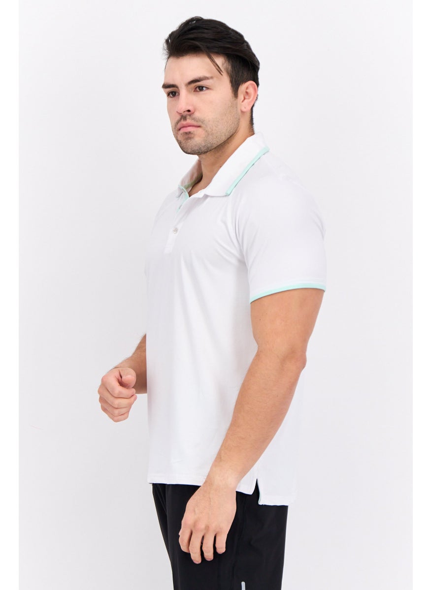 MOTION - Men Sportswear Fit Short Sleeve Outdoor Polo Shirt, White - Image 1