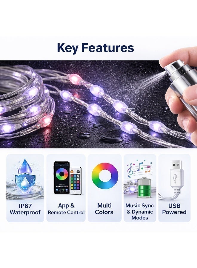 CZEN ELECTRIC RGB LED Strip Light 10M USB Powered | Smart App & Remote Control | IP67 Waterproof | Music Sync Color Changing Flexible LED Tape Lights for Bedroom, TV, Room & Outdoor Decor - Image 3