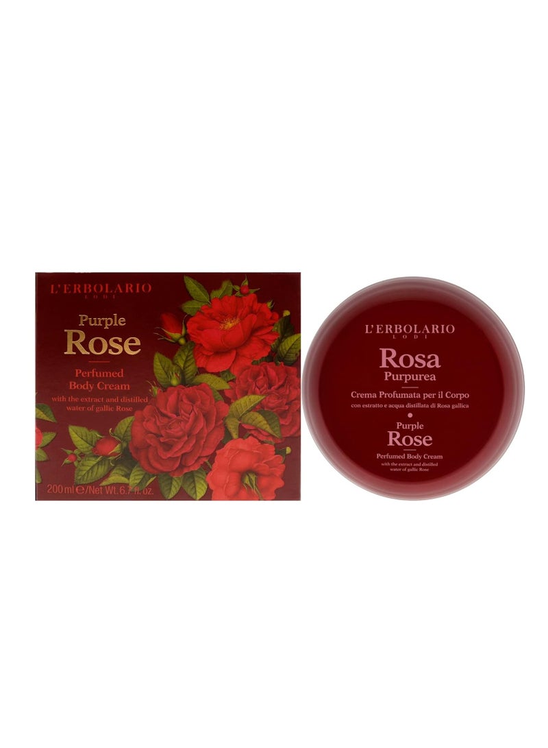 L'Erbolario L'Erbolario Purple Rose Perfume Body Cream - Long Lasting Scented Body Cream for Women - Perfume Hydrating Smell Good Body Moisturizer - Nourishing and Moisturizing Body Butter for Dry Skin - 6.7 oz - Image 1