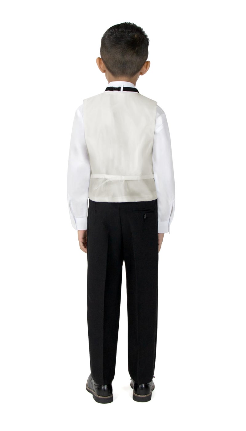 Spring Notion Big Boys' Modern Fit Tuxedo Set, No Tail 10 Off-White Jacket/Black Pants - Image 3