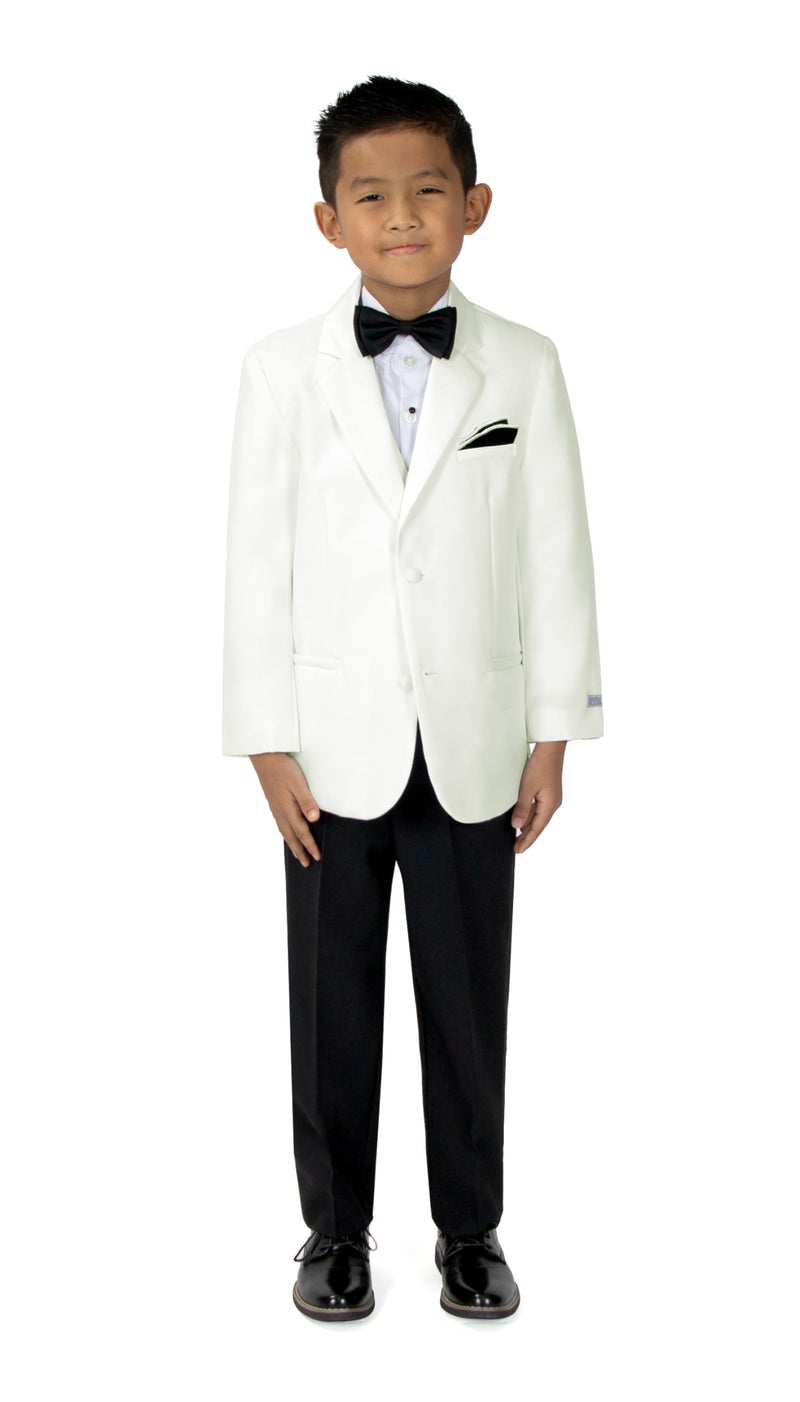 Spring Notion Big Boys' Modern Fit Tuxedo Set, No Tail 10 Off-White Jacket/Black Pants - Image 1