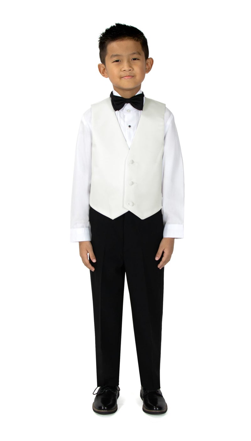 Spring Notion Big Boys' Modern Fit Tuxedo Set, No Tail 10 Off-White Jacket/Black Pants - Image 2