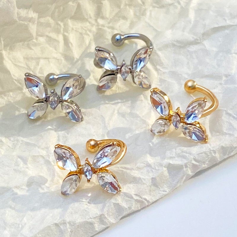 ofeankri Earring Clip No Piercing Women's Tiny Cute Zircon Butterfly Elegant Mosquito Coil Earrings Niche Minimalist Instagram Style Ear Jewelry - Image 2