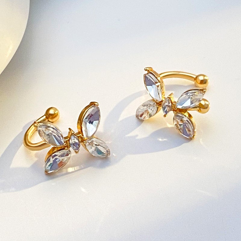 ofeankri Earring Clip No Piercing Women's Tiny Cute Zircon Butterfly Elegant Mosquito Coil Earrings Niche Minimalist Instagram Style Ear Jewelry - Image 3