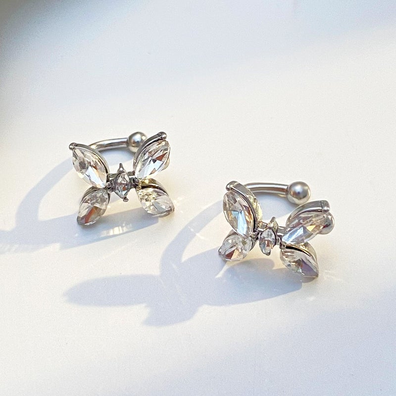 ofeankri Earring Clip No Piercing Women's Tiny Cute Zircon Butterfly Elegant Mosquito Coil Earrings Niche Minimalist Instagram Style Ear Jewelry - Image 4