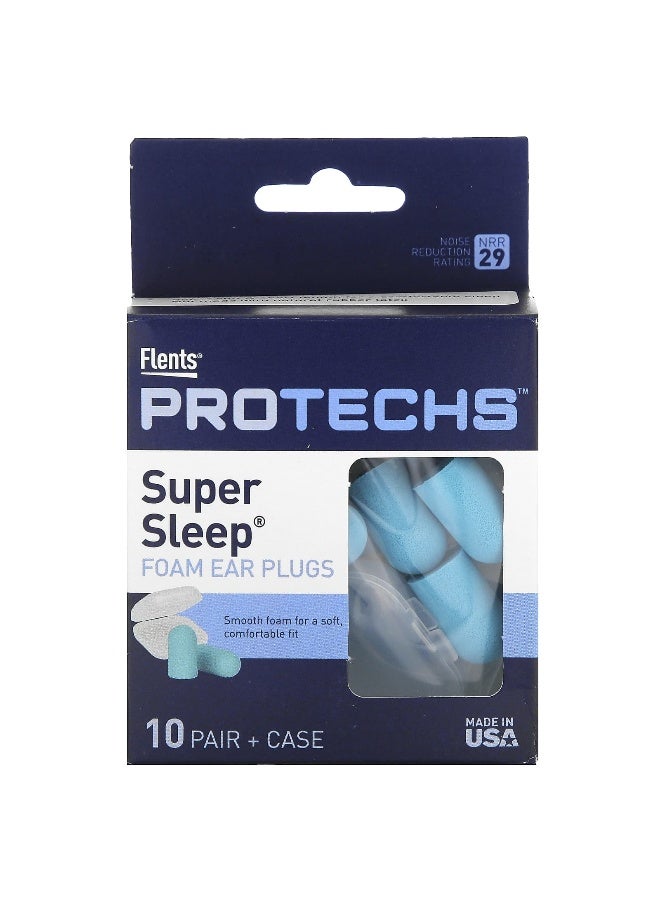 Flents Flents, Protechs, Super Sleep, Foam Ear Plugs, 10 Pair + Case  - Image 1
