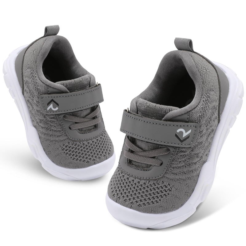 relxfeet Toddler Boys Girls Shoes Barefoot Sneakers Fashion Lightweight Breathable Tennis Walking Shoes Wide Toe Box Normal Gray Size 6 - Image 1