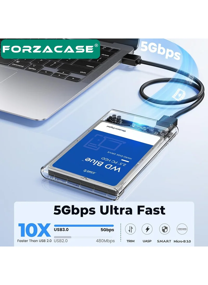 Forzacase Portable High Speed ​​5gbps USB 2.0/3.0 Sata 2.5 Inch External Hard Disk Box - FC469