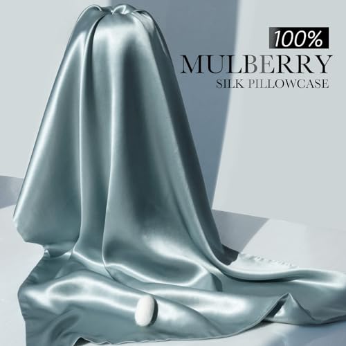 J JIMOO 100% Mulberry Silk Pillowcase for Hair and Skin, 22 Momme Pure Natural Silk Pillow Case Both Sided with Zipper, Pillow Cover for Women Mom Men (Black, King 20''×36'', 1 Pack) - Image 4