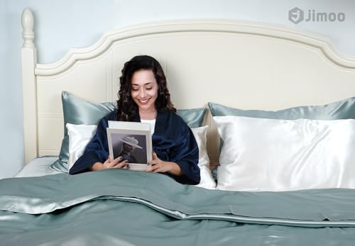J JIMOO 100% Mulberry Silk Pillowcase for Hair and Skin, 22 Momme Pure Natural Silk Pillow Case Both Sided with Zipper, Pillow Cover for Women Mom Men (Black, King 20''×36'', 1 Pack) - Image 3