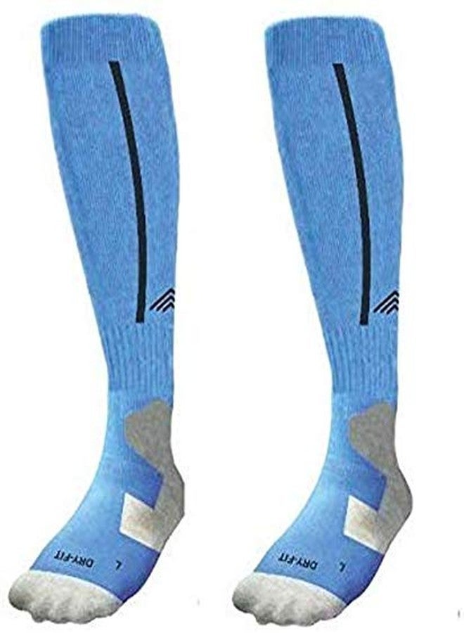 QUADA Medical&Althetic Compression Socks for Men, Nursing Performance Socks for Edema, Diabetic, Varicose Veins,Shin Splints,Running Marathon (Sky Blue with Navy)