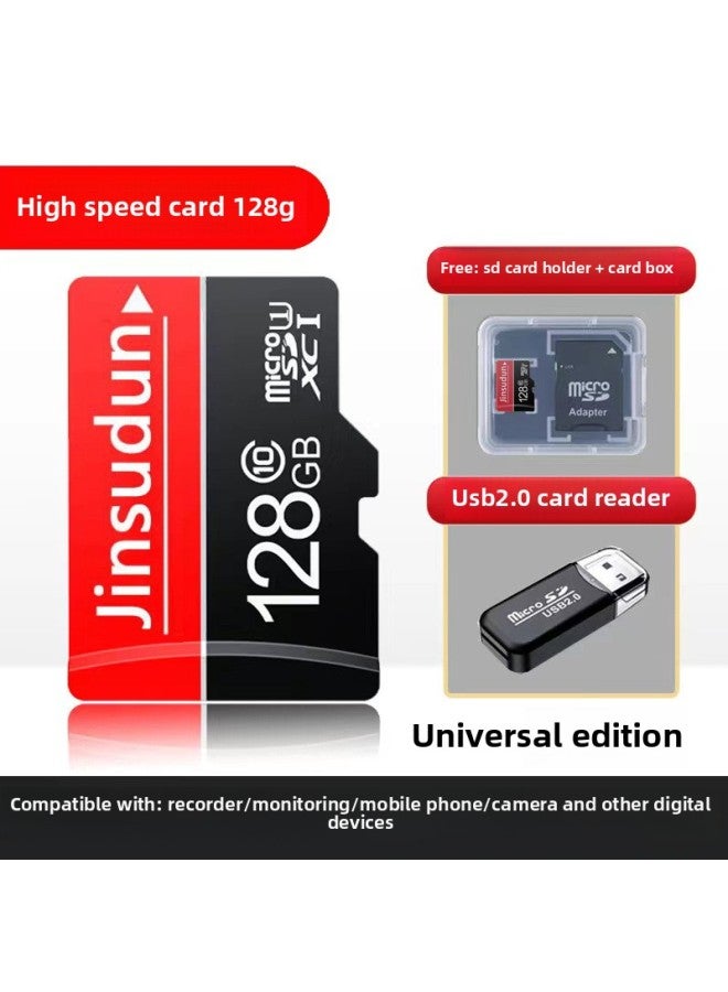 Driving Recorder 128g High-speed Memory Card 64gsd Card Monitoring Camera 32g Memory Card Camera Mobile Phone-Color:【recorder/monitoring/mobile Phone/camera】 128g High-speed Card + Card Reader-Capacity:Official Standard