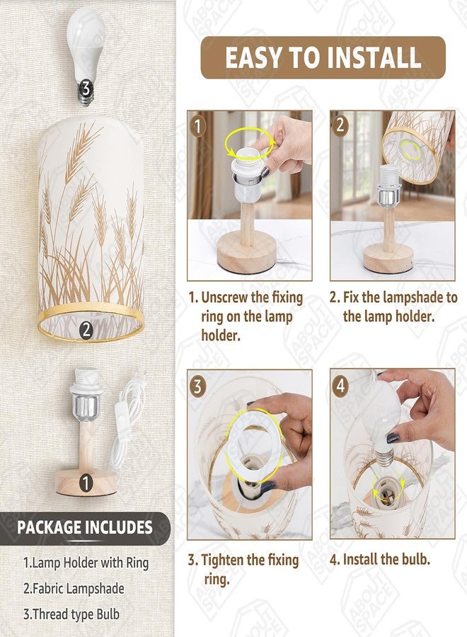 ABOUT SPACE مصباح ليلي من ABOUT SPACE - مصباح قراءة بجانب السرير بتصميم سمكة وقاعدة خشبية، مناسب لغرفة النوم وغرفة المعيشة والديكور المنزلي - أغطية مصابيح أسطوانية لغرفة المعيشة مع إضاءة (مصباح متوهج مرفق)، - Image 4