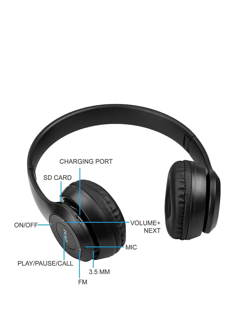 J47 Wireless Headphone with Microphone, Bluetooth V5.3, FM Radio, External Microphone, SD Card Support - Image 2