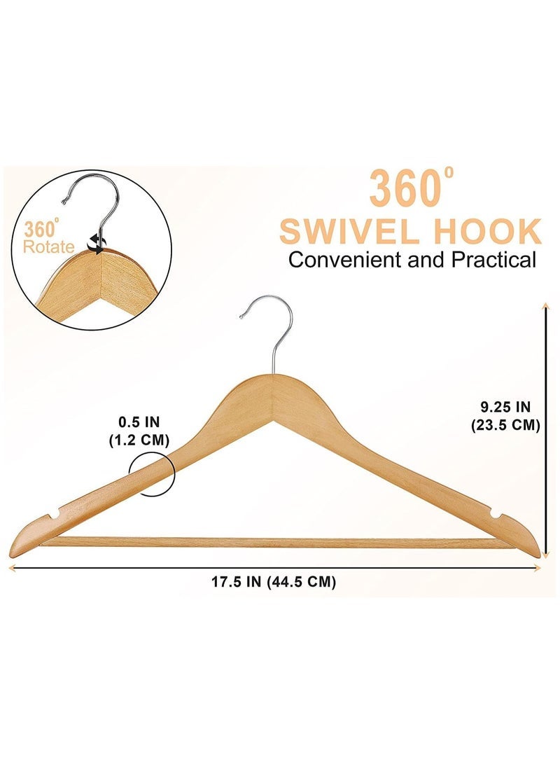 Wooden Hangers 30 Pack Natural Wood Clothes Hangers Heavy Duty Coat Hangers Non Slip for Jacket, Shirt, Pants and Suit Premium Solid Clothes Robe Hangers Dress Hangers for Closet - Image 4