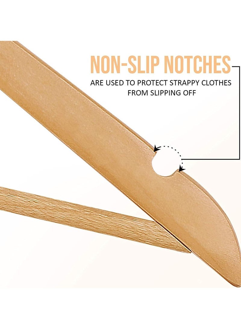 Wooden Hangers 30 Pack Natural Wood Clothes Hangers Heavy Duty Coat Hangers Non Slip for Jacket, Shirt, Pants and Suit Premium Solid Clothes Robe Hangers Dress Hangers for Closet - Image 5