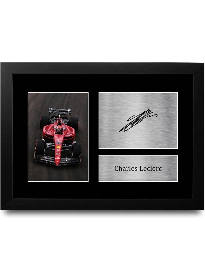 EMODA FR A4 Charles Leclerc Formula 1 Gifts Printed Signed Autograph Picture for F1 Formula 1 Racing Fans - 21 x 29.7 cm Framed - Image 1