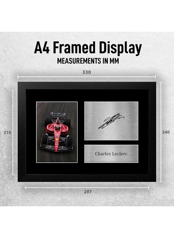 EMODA FR A4 Charles Leclerc Formula 1 Gifts Printed Signed Autograph Picture for F1 Formula 1 Racing Fans - 21 x 29.7 cm Framed - Image 2