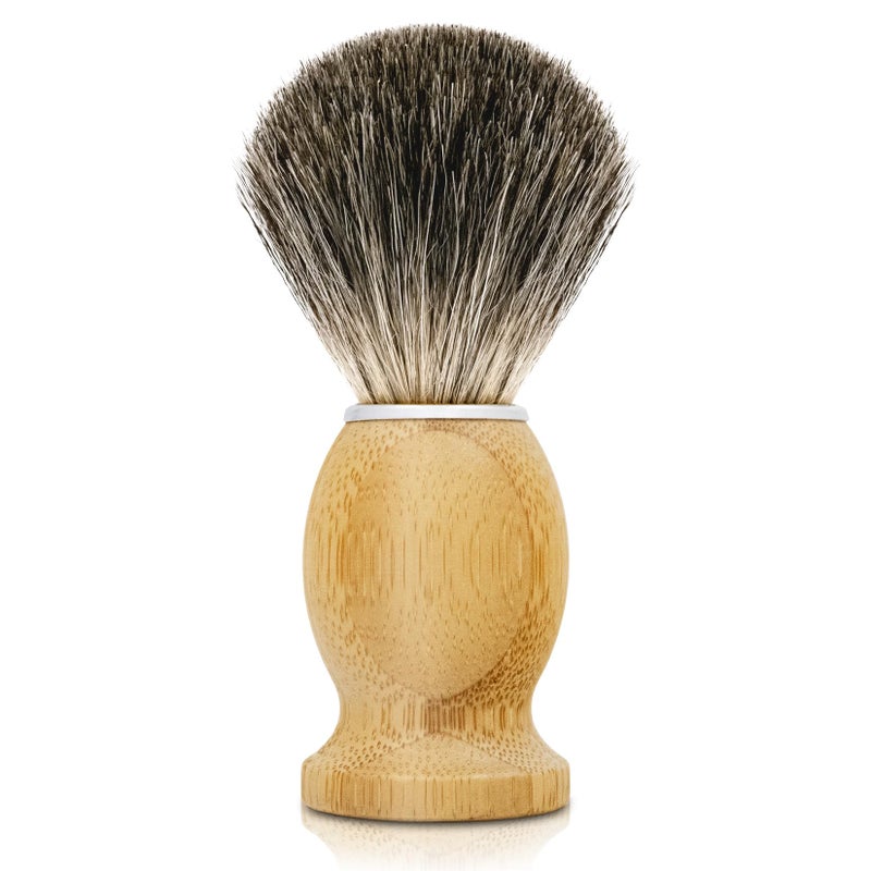 KIKC Hand Crafted Pure Badger Shaving Brush for Wet Shave Comfortable Bamboo Handle Soft Bristle Best Gift for Bearded Man