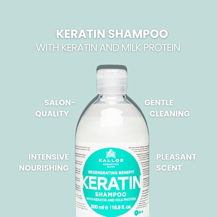 Kallos KJMN Keratin Regenerating Shampoo with keratin and milk protein for dry, damaged and chemically treated hair 500 ml - 16,90 Fl Oz - Image 2