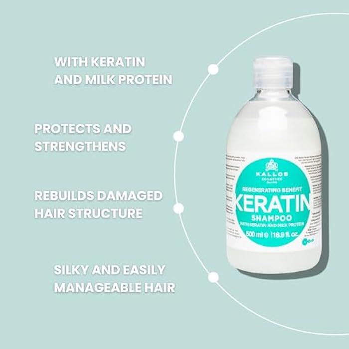 Kallos KJMN Keratin Regenerating Shampoo with keratin and milk protein for dry, damaged and chemically treated hair 500 ml - 16,90 Fl Oz - Image 4