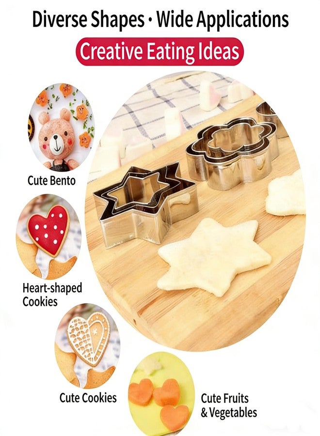 Q-BAKER 18 Pieces Metal Cookie Cutters, Stainless Steel Molds Flower Square Heart Round Star Shapes for Home Holiday Mother's Day - Image 4