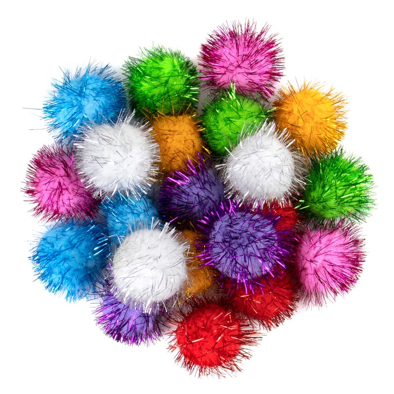 AUEAR 20 Pack Sparkle Balls 15 Inches Tinsel Poms for Cats Pets Assorted Colors - Image 2