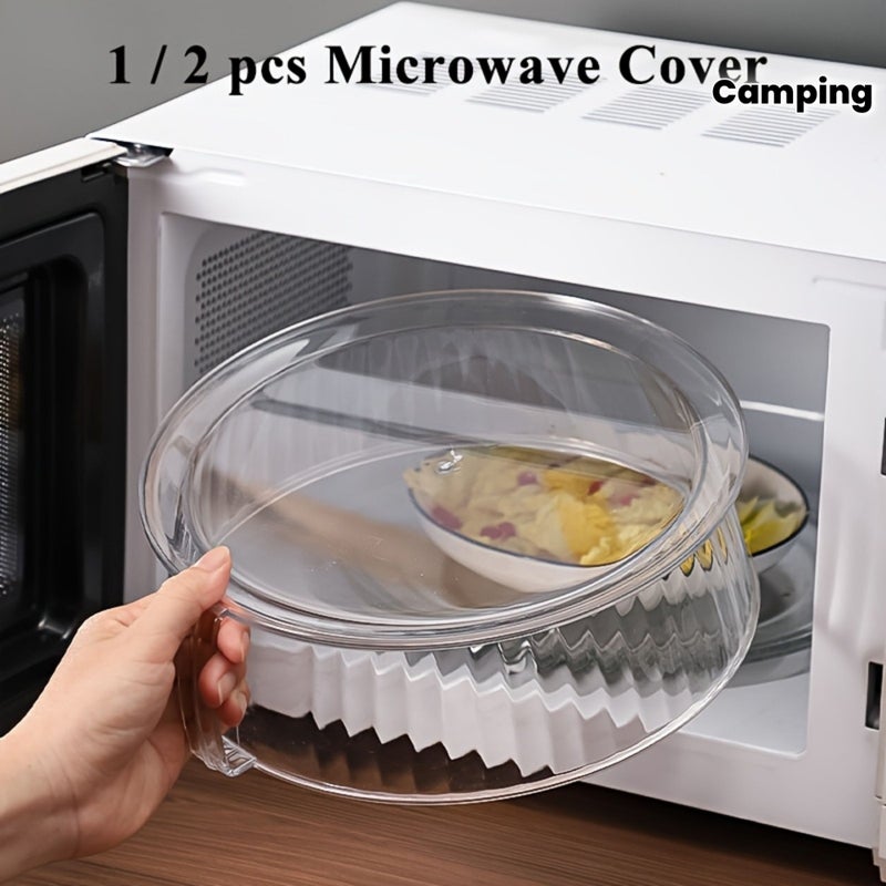 1Pc Multi Functional Microwave Splash Guard Cover Heat Resistant 200C Reusable Food Insulation Lid Stackable Plastic Cover For Vegetables Fruits Dishes Camping Outdoor Bbq Home Use Bpa Free Dishwasher Safe - Image 1