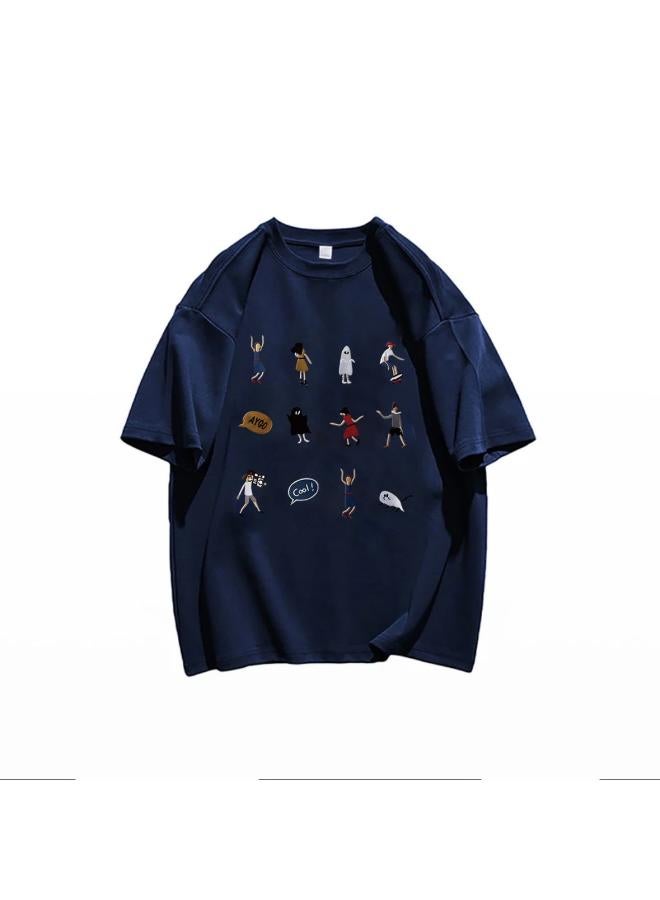 Song Feng Ya Trendy Brand American Retro Shoulder Cotton Short-sleeved T-shirt Women's Summer New Design Sense Hong Kong Style Half-sleeved Top 