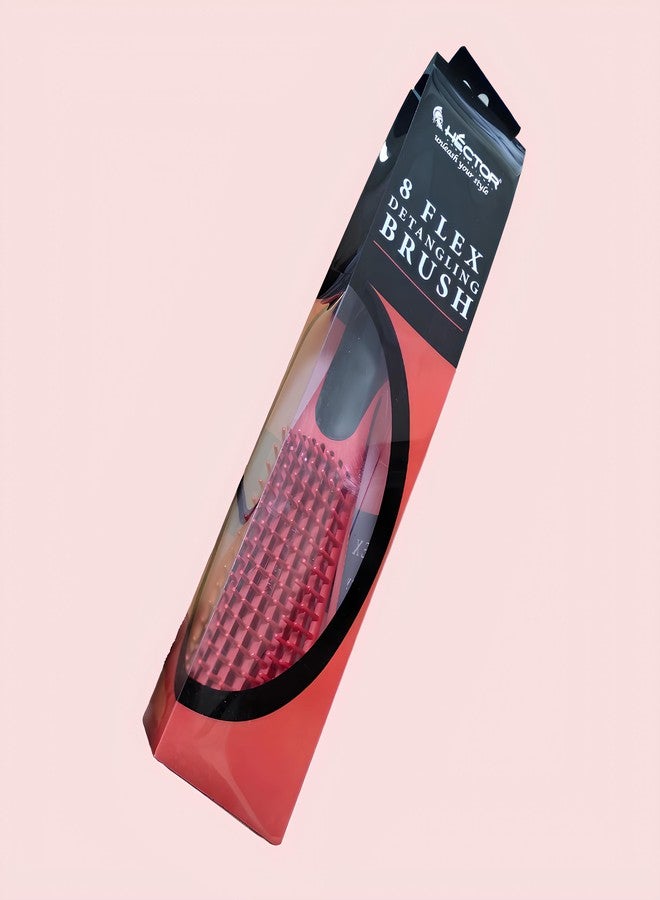 Hector Professional 8 Flex Detangling Brush - Flexible Bristle Design for Pain-Free Hair Detangling - Ergonomic Soft Grip Brush for Wet & Dry Hair, Curly, Straight, Thick or Thin Hair - Red - Image 5