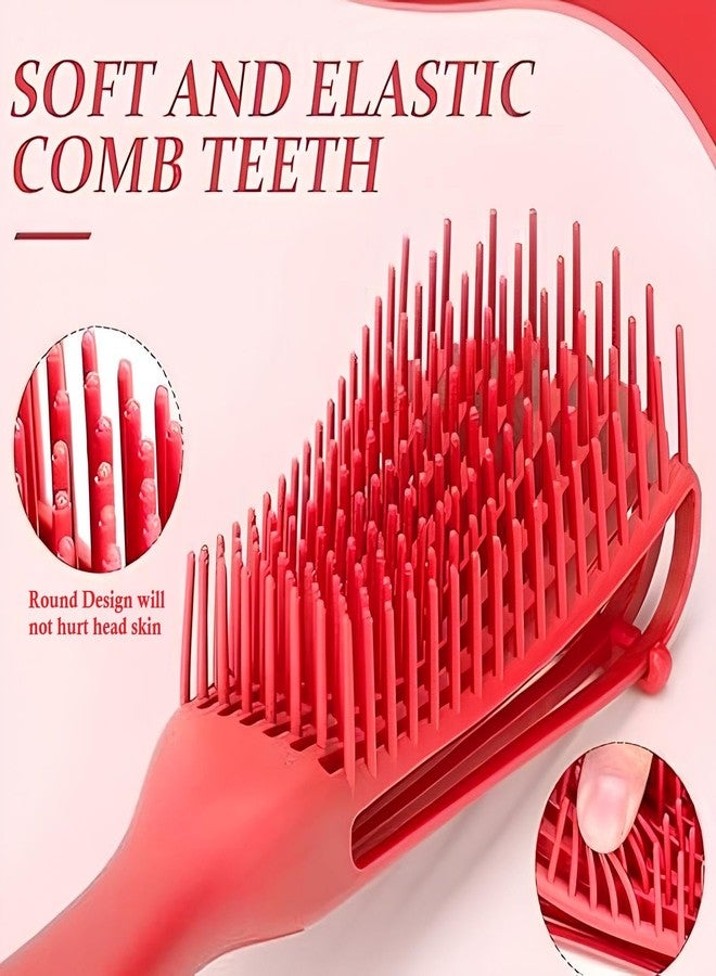 Hector Professional 8 Flex Detangling Brush - Flexible Bristle Design for Pain-Free Hair Detangling - Ergonomic Soft Grip Brush for Wet & Dry Hair, Curly, Straight, Thick or Thin Hair - Red - Image 2