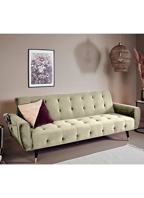 Montella | 3-Seater Sofabed 2 In 1 Upholstered In Velvet 36x179x106 cm- Light Beige