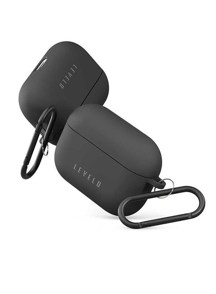 LEVELO Gorra Silicone Airpods Pro Case / Slim & Thin Design / Cleanable / Easy Snap-On / Shockproof / Slim & Thin Design - Black - Image 2