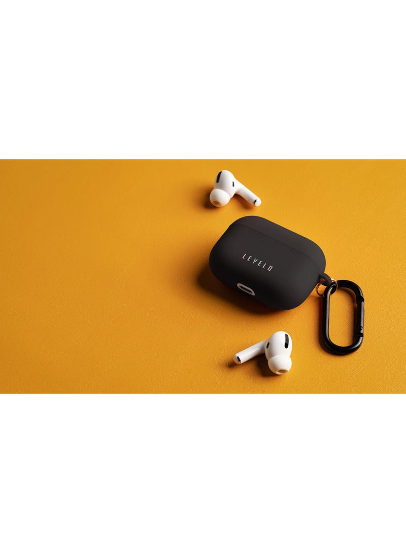 LEVELO Gorra Silicone Airpods Pro Case / Slim & Thin Design / Cleanable / Easy Snap-On / Shockproof / Slim & Thin Design - Black - Image 5