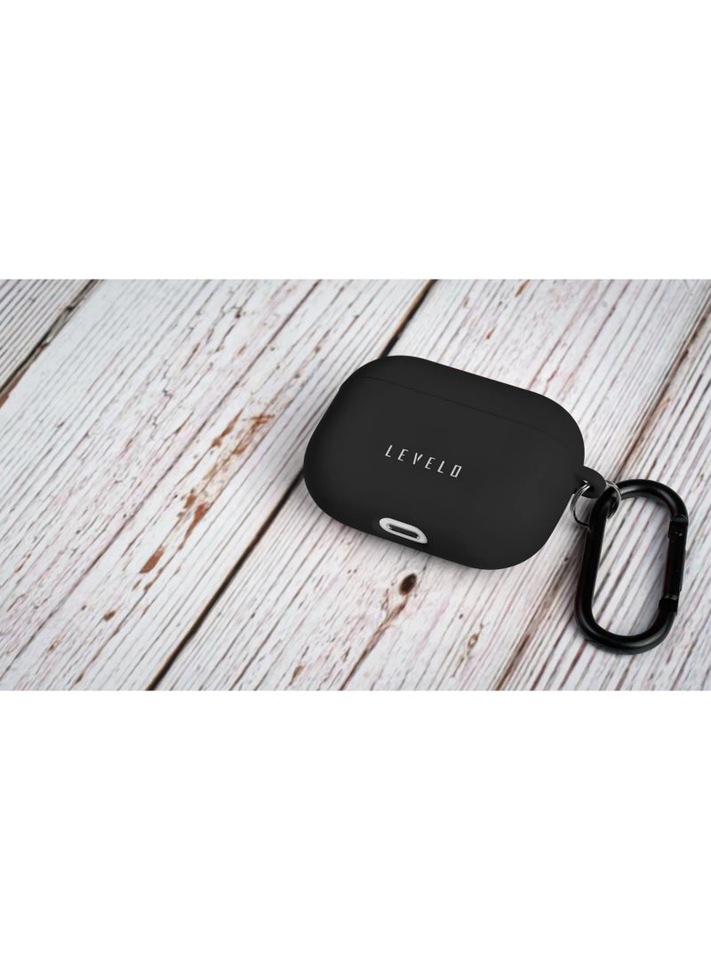 LEVELO Gorra Silicone Airpods Pro Case / Slim & Thin Design / Cleanable / Easy Snap-On / Shockproof / Slim & Thin Design - Black - Image 4