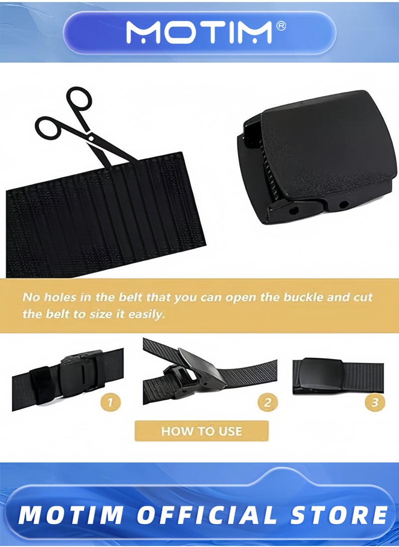 Motim Men's Belt Nylon Belts for Men with Automatic Click Buckle Can Pruning Enclosed 120cm  - Image 3