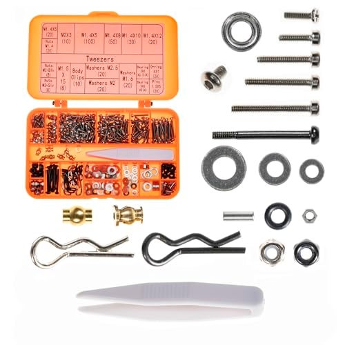 RampCrab Screws Kit for SCX24 AX24 RC Car Cup Head 380 Pcs 304 Stainless Steel Screws Bearing Screws Set with Box for 124 RC Crawler Car Axial SCX24 C10 Deadbolt JLU Gladiator Bronco - Image 1