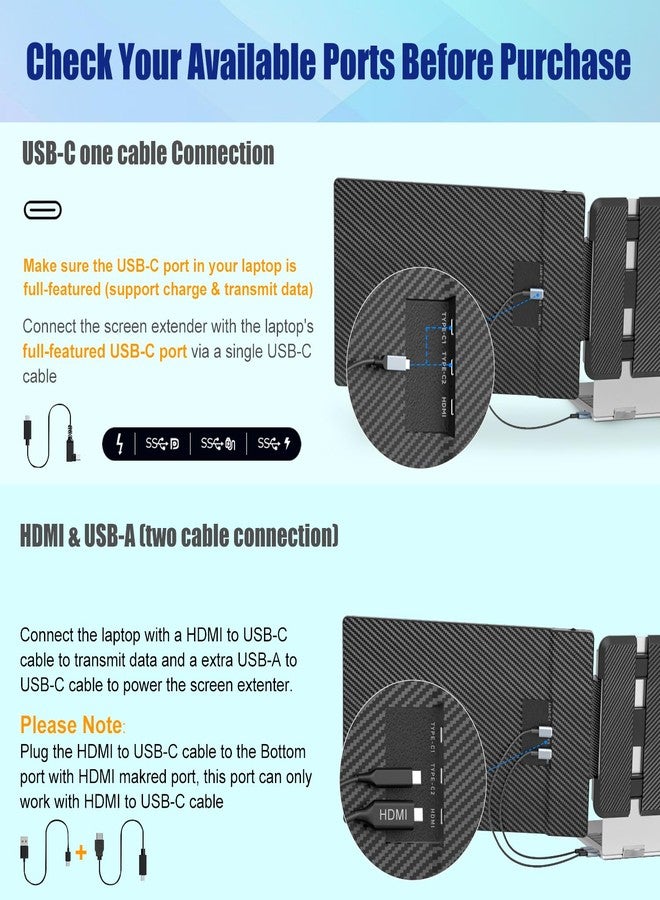 Kefeya Laptop Screen Extender, 14 Inch Monitor Second 1080P Fhd Ips, Portable Extension For 13-17.3 With Usb-C/Hdmi, - Image 2