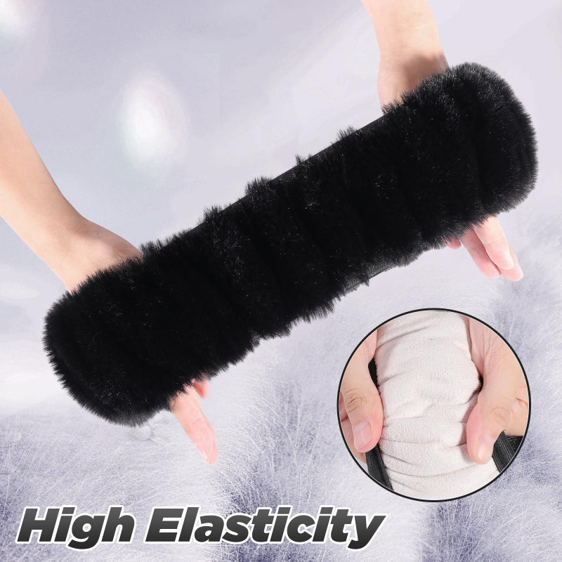 SEG Direct Furry Car Steering Wheel Cover with Fluffy Gear Shift Cover Soft Warm Non-Slip Car Decoration for Men Women Girls 2 PCS Set, Black - Image 5