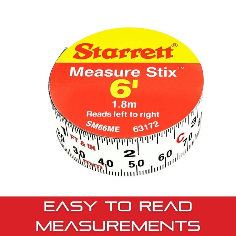 Starrett Starrett Measure Stix with High Precision Steel  Mounts on Work Benches Saw and Drafting Table  6 Length 34 Width White S12 Grad Style No  SM66ME  - Image 4