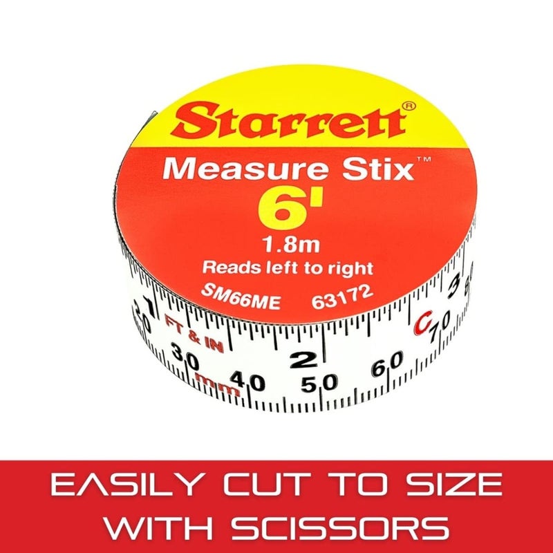 Starrett Starrett Measure Stix with High Precision Steel  Mounts on Work Benches Saw and Drafting Table  6 Length 34 Width White S12 Grad Style No  SM66ME  - Image 5