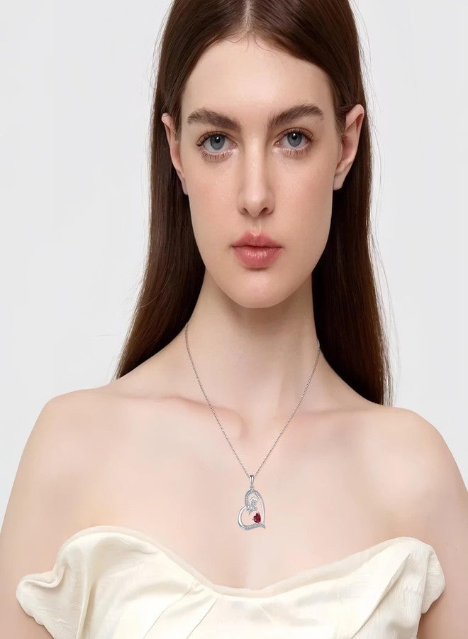 FJ Heart Butterfly Necklace for Women 925 Sterling Silver Ruby Necklace July Birthstone Pendant Jewelry Gifts for Wife Girlfriend Mom Daughter - Image 2