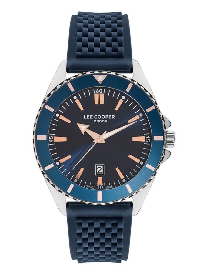 Lee Cooper Men's Analog Display Watch With Dark Blue Silicone Strap - LC07361.599  - Image 1