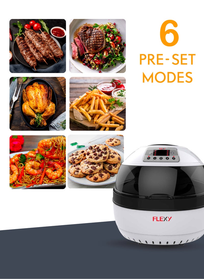 فليكسي مقلاة هوائيةمقلاة هوائية رقمية 10 لتر 1300 وات مع نافذة عرض من الفولاذ المقاوم للصدأ ثلاثية الطبخ غير لاصقة صحية  - Image 2
